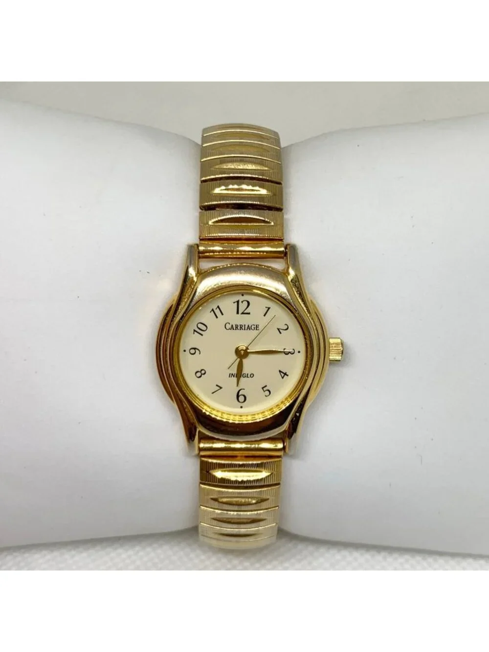 Carriage indiglo gold tone women’s watch 25mm quartz analog size 6” running